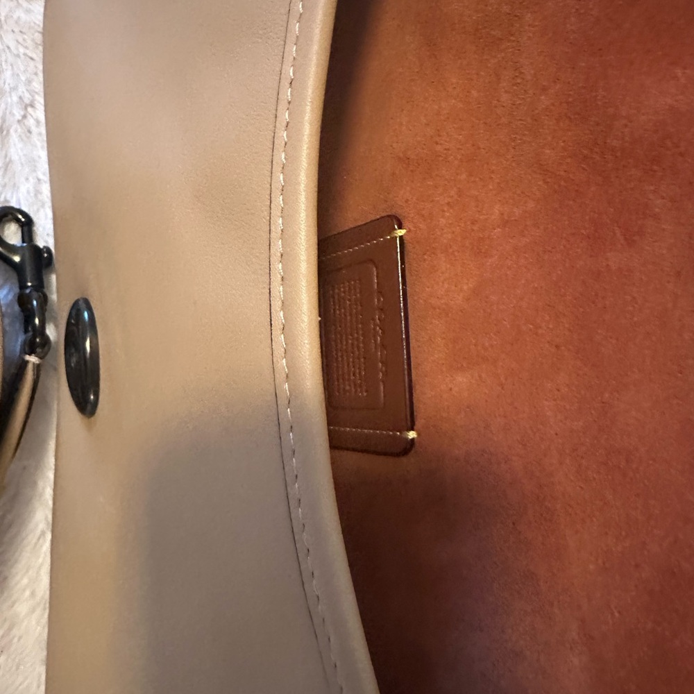 Coach Soft Tabby Suede and Leather Shoulder Bag in Tan with Black Hardware - Picture 3 of 14